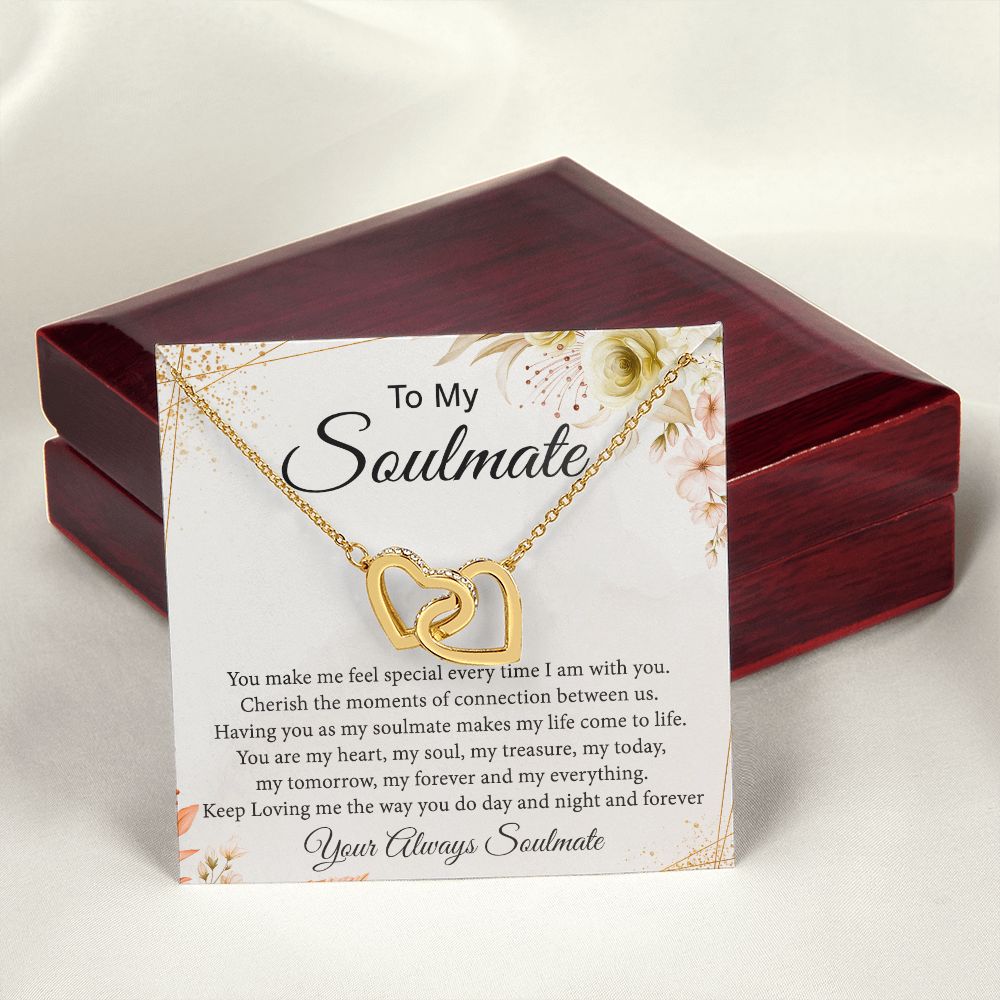 To My Soulmate Necklace for Women Birthday Christmas Jewelry Gifts For My Wife with Message Card Box Personalized Gift Present Pendant for Future Wife Soulmate Girlfriend Love 26 Interlocking Hearts Necklace