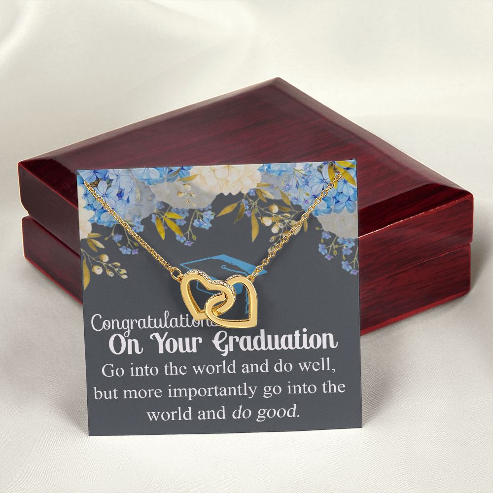 Graduation Gift Necklace For Girls, Graduation Jewelry, College, High School Congrats Graduation Pendants Gift For Daughter, Granddaughter, Niece, Sister Interlocking Hearts Necklace