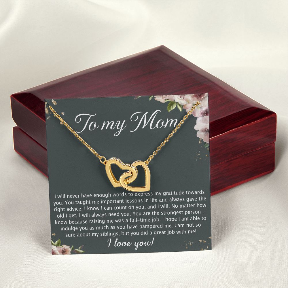 To My Mother Mom Best Friend In Law Bonus Step For Mother Day Birthday Wedding Engagement From Son Daughter Step In Law Necklace Gift Interlocking Hearts Necklace