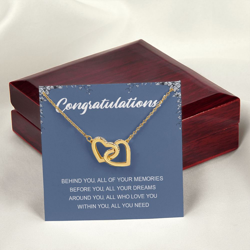 Graduation Gift Necklace for Girls College, High School, Love Knot Necklace Congrats Graduation Pendants Gift For Daughter, Granddaughter, Niece, Sister Interlocking Hearts Necklace