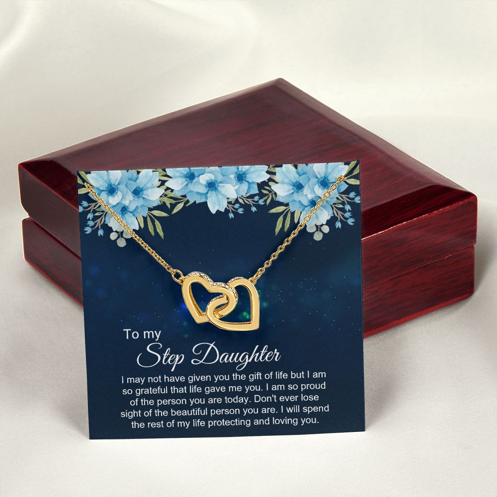 Bonus Daughter Gifts From Stepdad, Step Daughter Gifts From Stepmom, Stepdaughter Gifts From Stepdad, Father Stepdaughter Necklace, To My Bonus Daughter Necklaces, Christmas Gifts For Bonus3 Interlocking Hearts Necklace