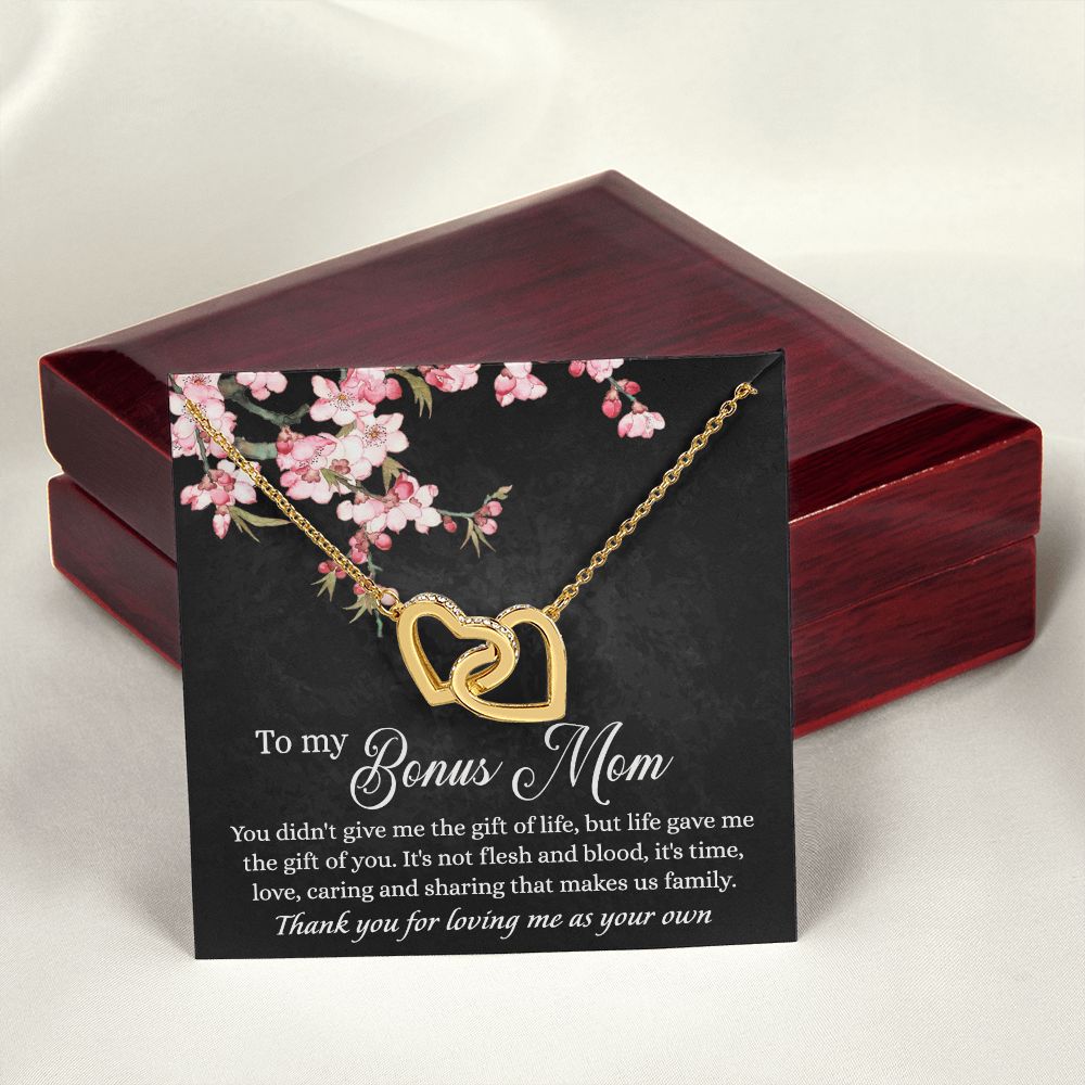 To My Bonus Mom Necklace, Gifts for Step Mom, Bonus Mom Necklace from Bonus Daughter Son, Necklaces for Women, Mothers Day Gift for Stepmom, Mother in Law Gift from Daughter in Law Interlocking Hearts Necklace