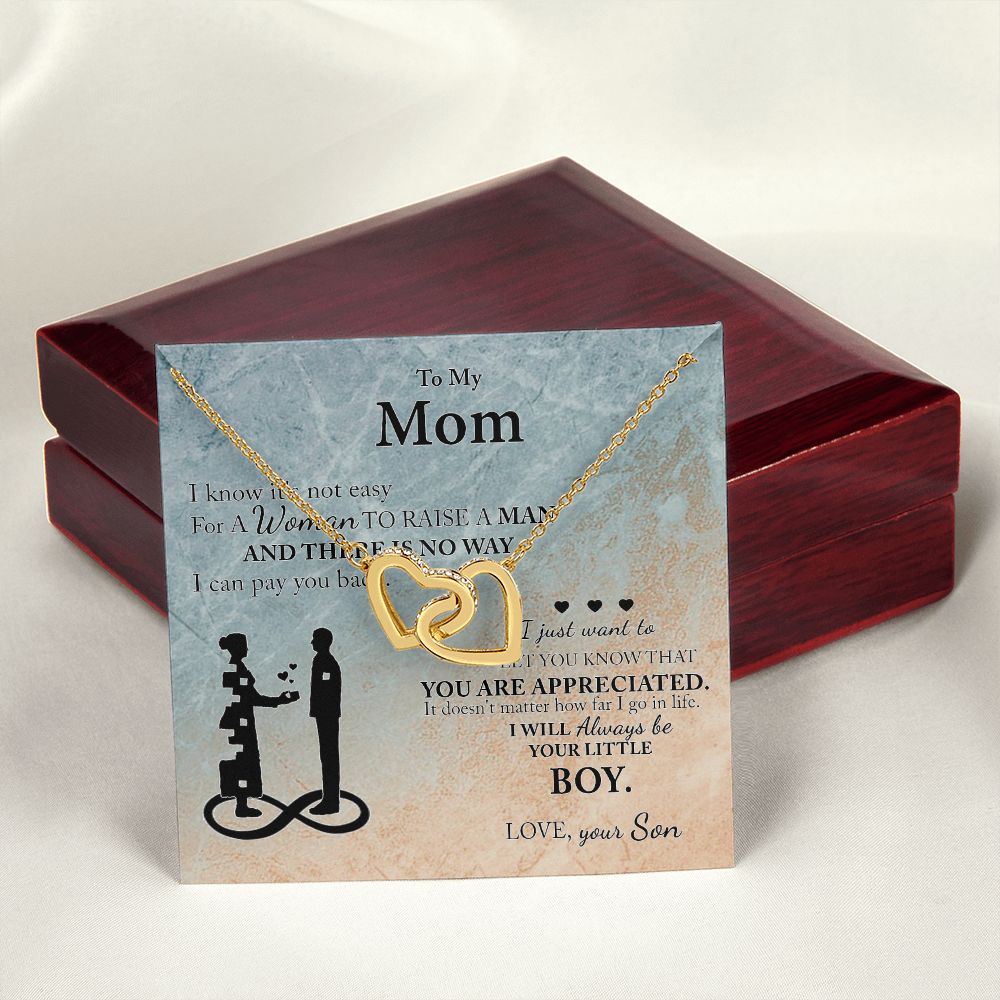 Mom Gift From Son To Mother Necklace Thoughtful Birthday Gift Sentimental Interlocking Hearts Necklace
