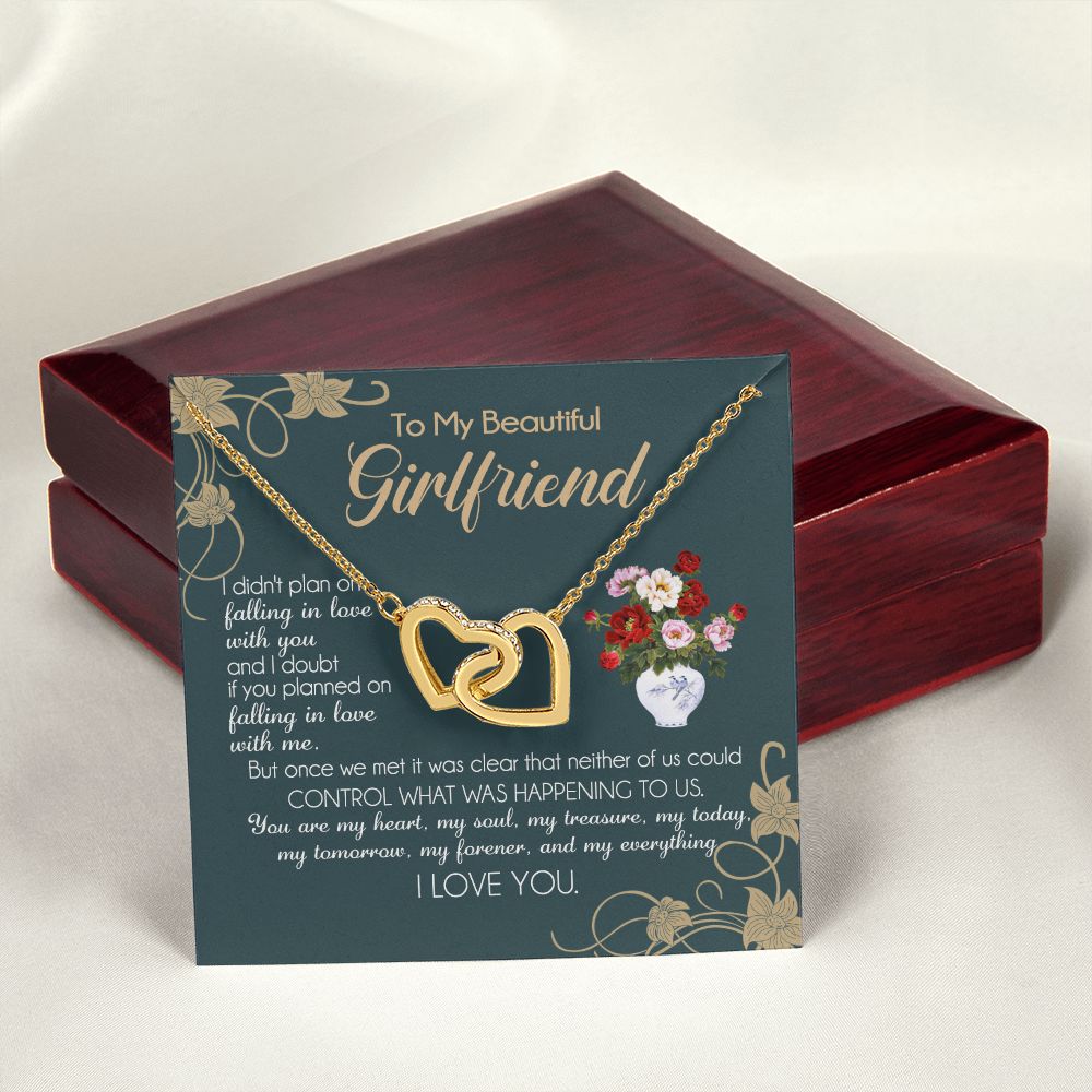 To My Girlfriend Necklace Valentine Gift From Boyfriend Necklace for Girlfriend Interlocking Hearts Necklace