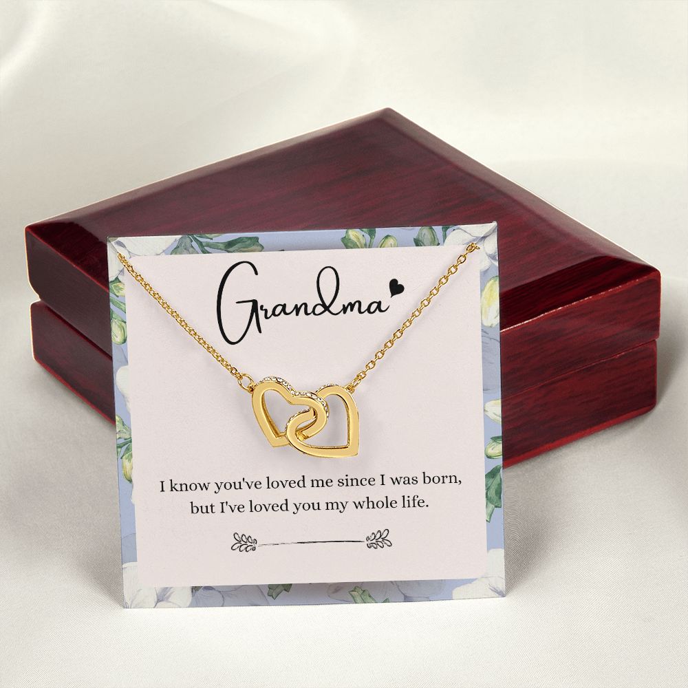 To My Grandma Necklace, Gift for Grandmother Necklace, Mothers Day Gift For Grandma Nana, Grandma Jewelry From Grandchildren GrandKids , Jewelry Box Gift For Grandma Grandmother9 Interlocking Hearts Necklace