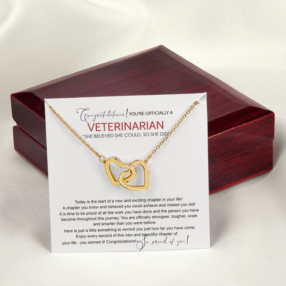 Veterinarian Graduation Gift Necklace, Doctor of Veterinary Medicine Degree Graduation Gifts Necklace Congrats Graduation Pendants Veterinarian Necklace Gift For Her Daughter Granddaughter Interlocking Hearts Necklace