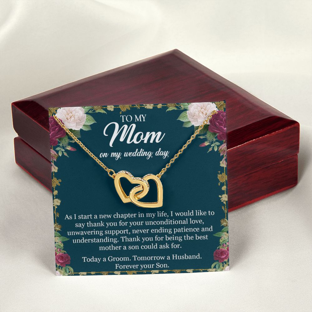 To My Mom Necklace, Gift For Mom, Mother's Day Gift from Daughter, Mom Jewelry Gift for Mothers Day, Birthday Gift for Mother, Moms Gift from Daughter Son, Necklace for Mom Mother 3 Interlocking Hearts Necklace