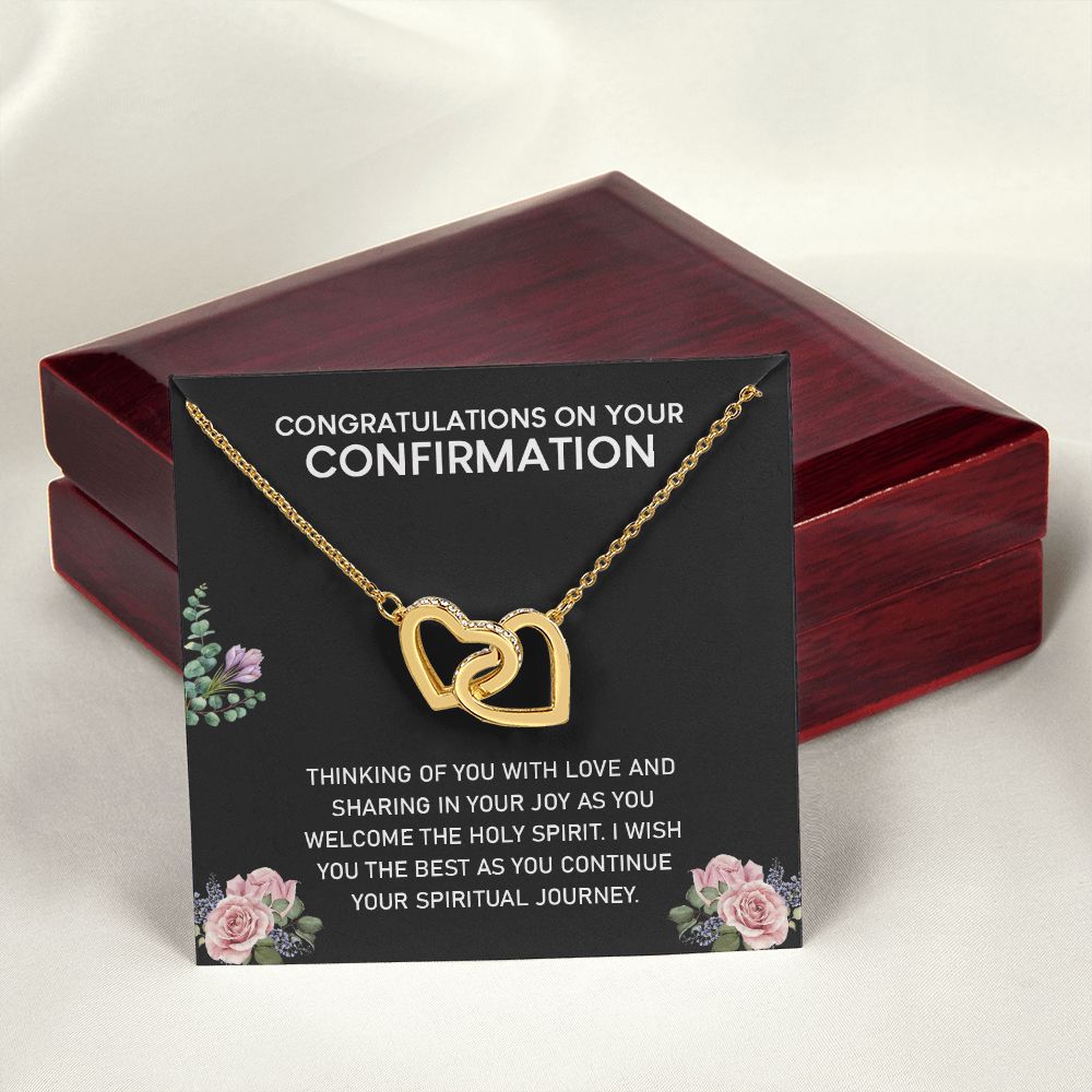 Congratulations On Your Confirmation Love Knot Necklace, Confirmation Gift Interlocking Hearts Necklace