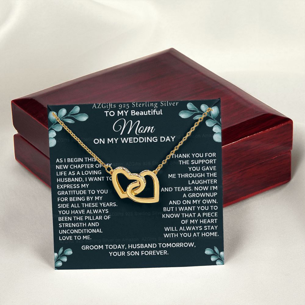 To My Beautiful Mom Necklace from Son, Gift for Mom, Gift from Son for Mother, Mother of Groom Gift, Necklace for Mother of Groom Wedding Day, To my Mom Necklace 301 Interlocking Hearts Necklace