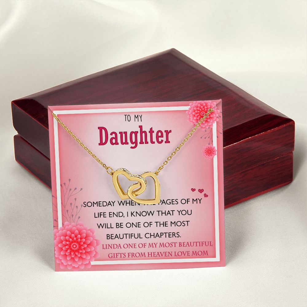 To My Daughter Gift Necklace from Mom, Mother and Daughter Necklace for Girls, Mother Daughter Gift Ideas, Jewelry Pendant Interlocking Hearts Necklace