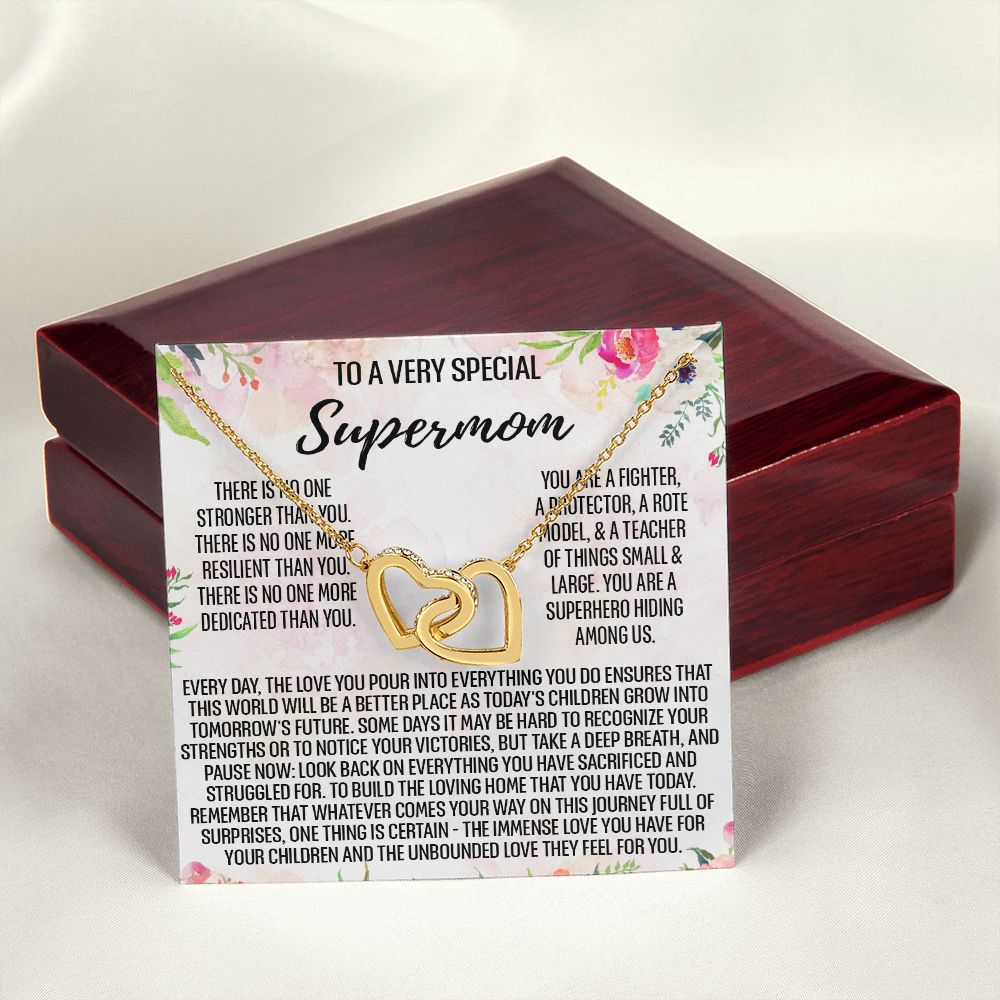 To Supermom Mom Necklace Gift for Single Mother Necklace Holiday, Christmas, Birthday Present for Single Mother, Super Mom, Mother's Day Gift Mom Jewelry for Women 301 Interlocking Hearts Necklace