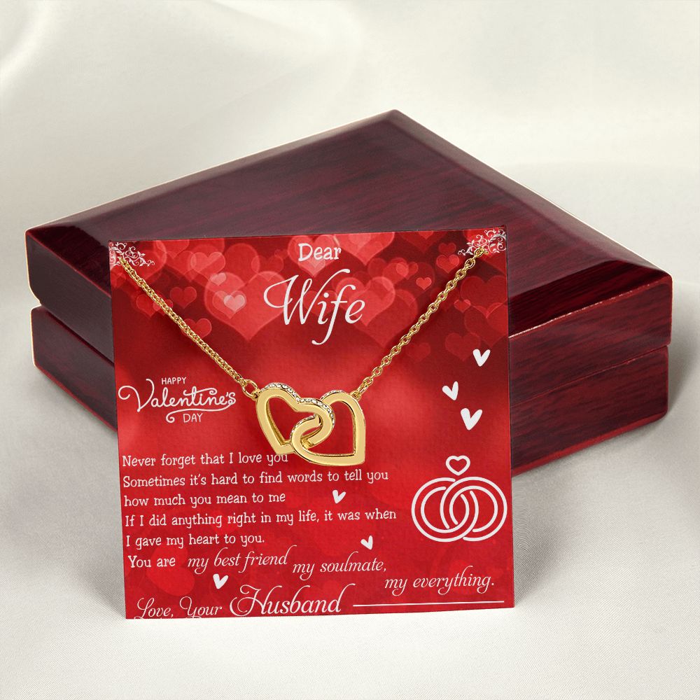 To My Wife Necklace, Wedding Anniversary Jewelry For Women, Necklace For Wife from Husband, Gift For Wife Birthday Gifts From Husband Necklace, Jewelry With Message Card In A Gift Box4 Interlocking Hearts Necklace