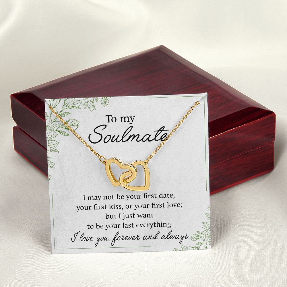 To My Soulmate Necklace for Women Birthday Christmas Jewelry Gifts For My Wife with Message Card Box Personalized Gift Present Pendant for Future Wife Soulmate Girlfriend Love 25 Interlocking Hearts Necklace