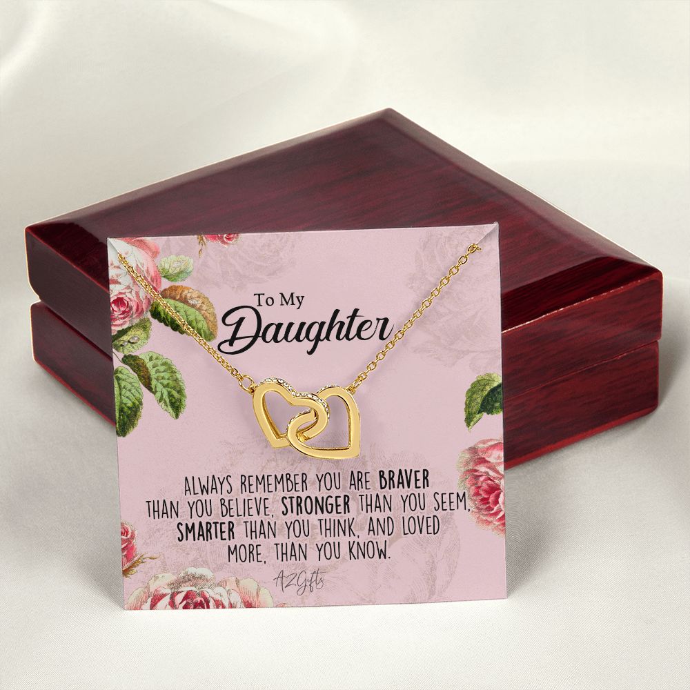 To My Daughter Gift Necklace from Mom, Mother and Daughter Necklace for Girls, Mother Daughter Gift Ideas, Jewelry Pendant Interlocking Hearts Necklace