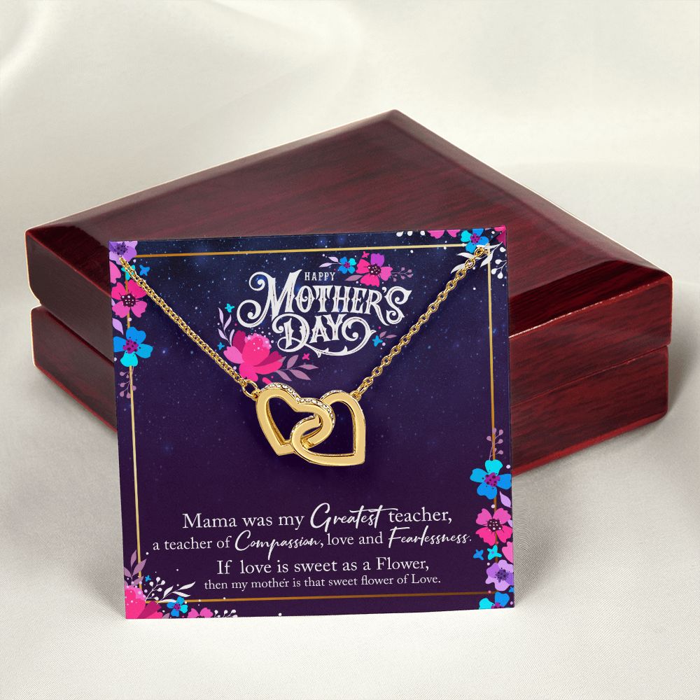 To My Mom Mother Necklace Pendant Gìt From Daughter Or Son Happy Mothers Day Mama Was My Greatest Teacher With Message Card Gift For Mom Interlocking Hearts Necklace