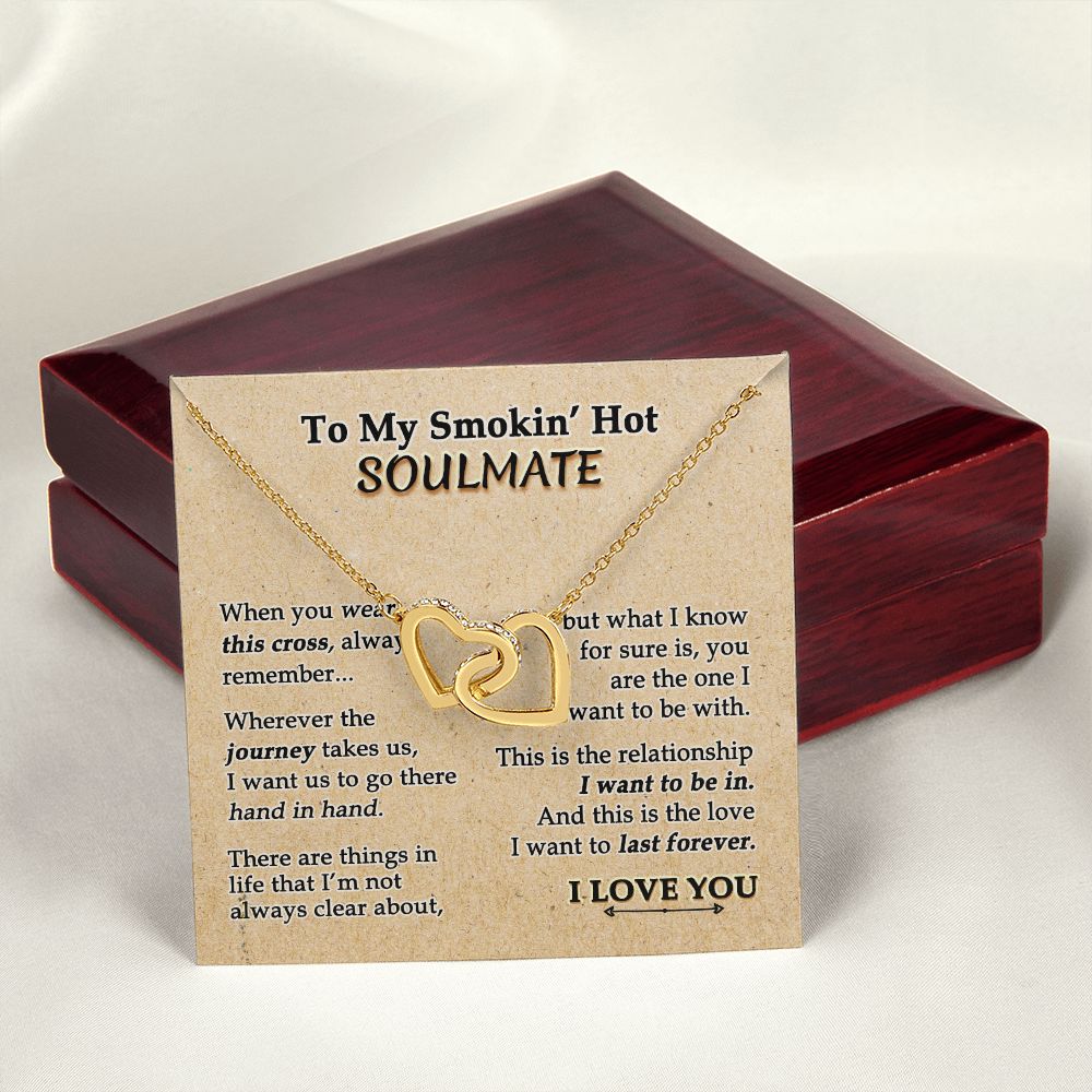 To My Soulmate Necklace for Women Birthday Valentines Day Jewelry Gifts For My Wife with Message Card Box Personalized Gift Present Pendant for Future Wife Soulmate Girlfriend Love 9 Interlocking Hearts Necklace