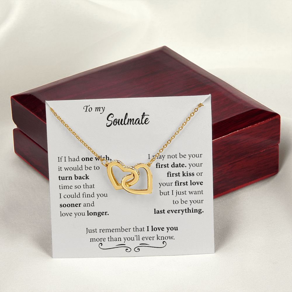 To My Soulmate Necklace for Women Birthday Christmas Jewelry Gifts For My Wife with Message Card Box Personalized Gift Present Pendant for Future Wife Soulmate Girlfriend Love 24 Interlocking Hearts Necklace