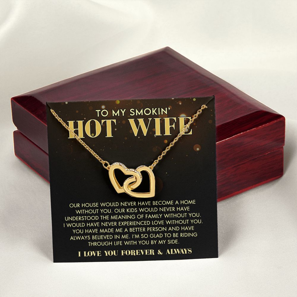 To My Wife Necklace from Husband, Personalized Necklace for Women, Luxury Necklace for Wife from Man Men, Wedding Anniversary Present For Wife, Beautiful Wife Jewelry Christmas Birthday Gift For Wife11 Interlocking Hearts Necklace