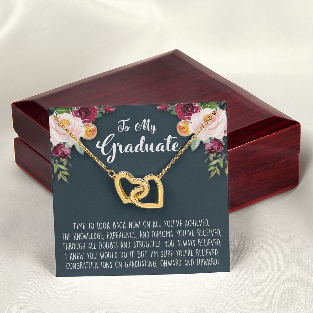 Graduation Gift Necklace for Girls Jewelry, College, High School, Elementary School, Senior Graduation Congrats Graduation Pendants Gift For Daughter, Granddaughter, Niece, Sister Interlocking Hearts Necklace