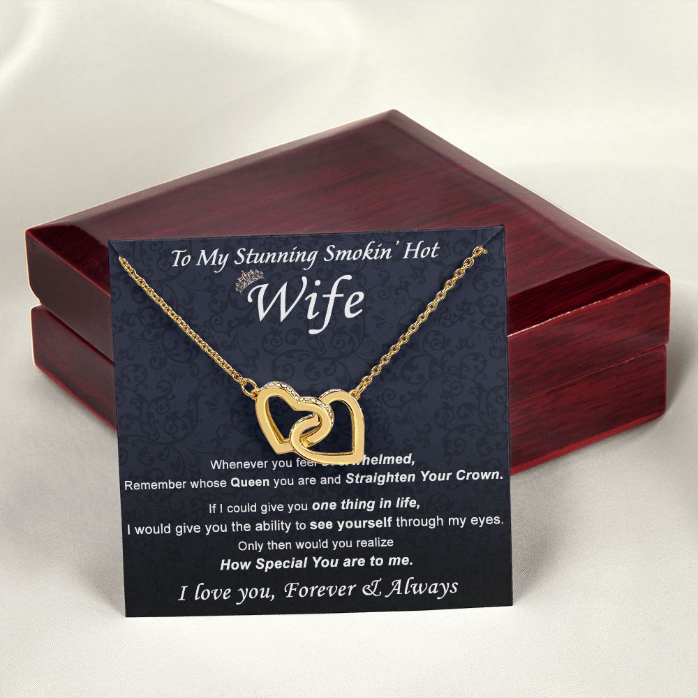 To My Wife Necklace from Husband, Personalized Necklace for Women, Luxury Necklace for Wife from Man Men, Wedding Anniversary Present For Wife, Beautiful Wife Jewelry Christmas Birthday Gift For Wife21 Interlocking Hearts Necklace