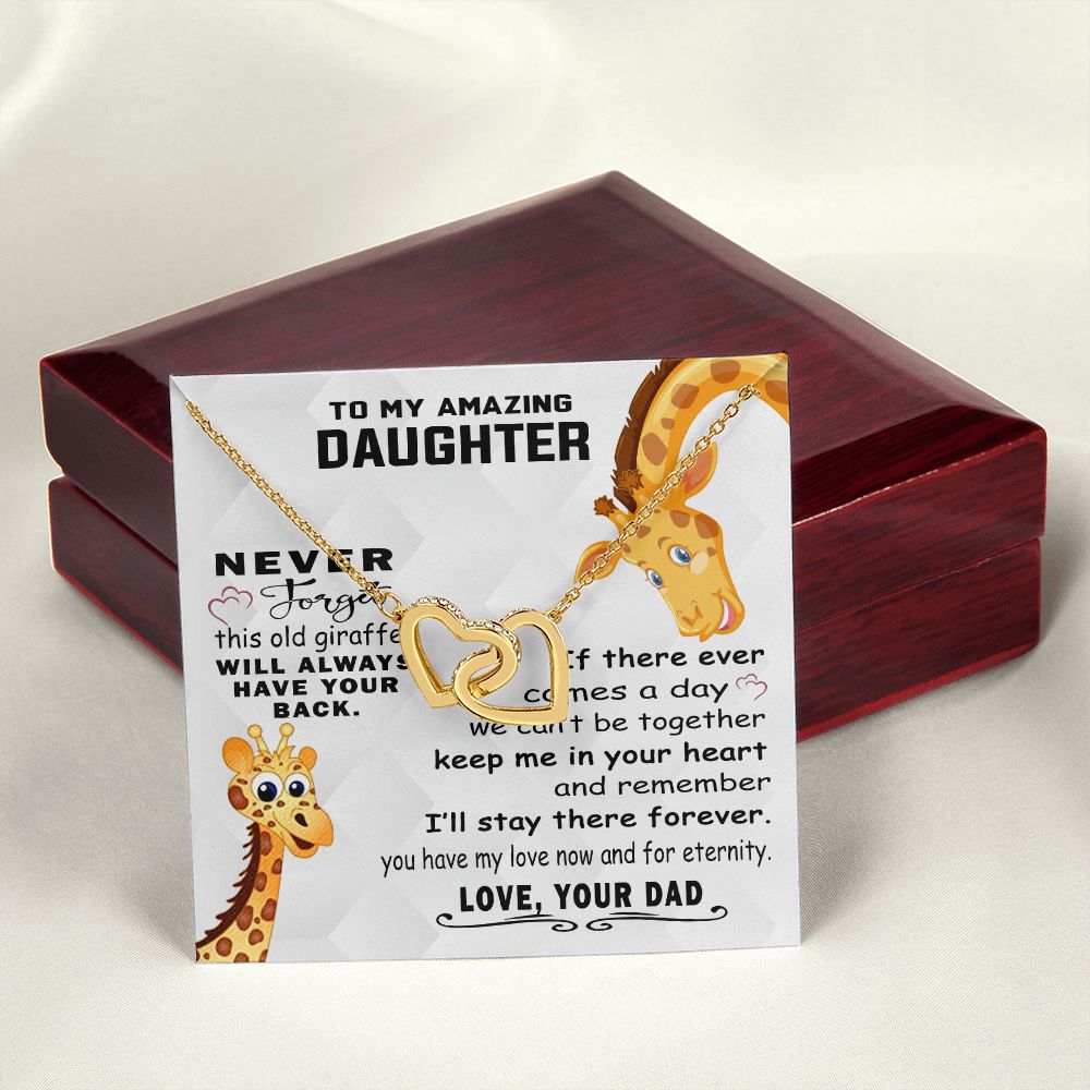 Jewelry Pendant Present for Daughter, To My Daughter Gift Necklace from Mom, Mother Daughter Gift Ideas, Birthday Christmas Gift Graduation Gifts for Daughters, Mother and Daughter Necklace 18 Interlocking Hearts Necklace