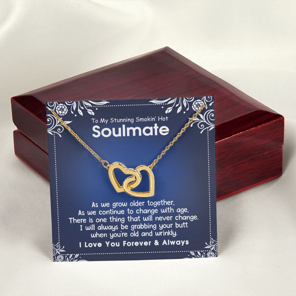 To My Smokin Hot Soulmate Necklace - Wife Gifts From Husband To My Wife Necklace, Gift for Her Romantic, Girlfriend Gifts Necklace for Wife from Men Includes Message Card and Gift Box 5 Interlocking Hearts Necklace