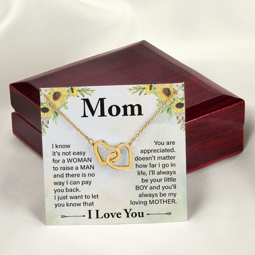 To My Mom Necklace, Gift For Mom, Mother's Day Gift from Daughter, Mom Jewelry Gift for Mothers Day, Birthday Gift for Mother, Moms Gift from Daughter Son, Necklace for Mom Mother 20 Interlocking Hearts Necklace
