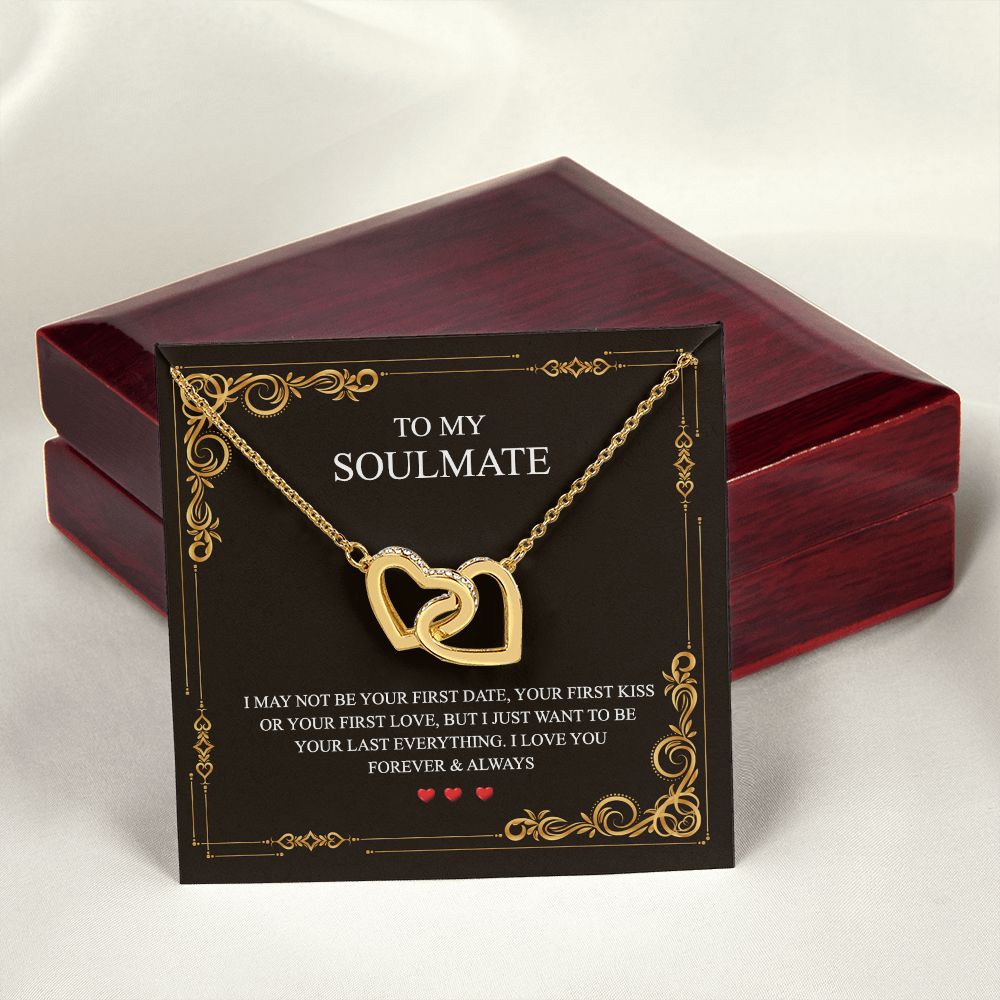 To My Soulmate Alluring Beauty Necklace First Date Kiss Love Everything Forever Interlocking Hearts Necklace