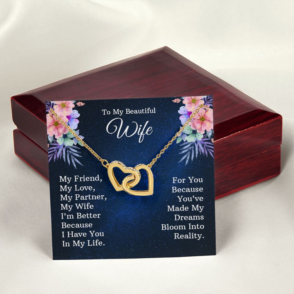 To My Beautiful Wife Necklace, Wedding Anniversary Jewelry For Women, Necklace For Wife from Husband, Gifts For Wife Birthday Gifts Necklace, Jewelry With Message Card In A Gift Box