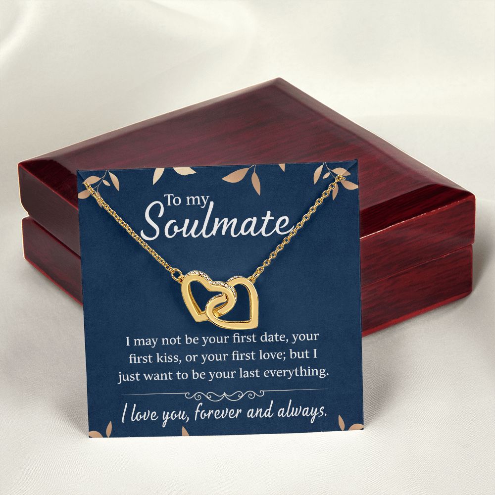 To My Soulmate Necklace for Women Birthday Christmas Jewelry Gifts For My Wife with Message Card Box Personalized Gift Present Pendant for Future Wife Soulmate Girlfriend Love 21 Interlocking Hearts Necklace