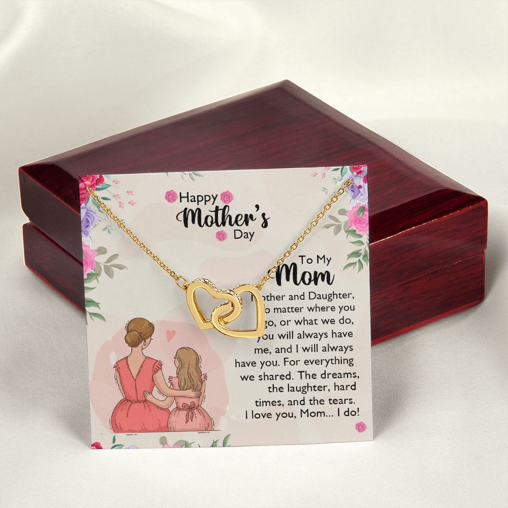 Mom Necklace Gifts for Mom from Daughter to Mom Gifts for Mothers Day from Daughter, To My Mom Necklace from Daughter to Mom Birthday Gifts Necklace with Message Card and Gift Box11 Interlocking Hearts Necklace