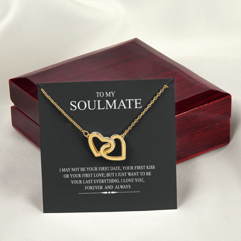 To My Soulmate Wife Girl Your Last Everything Interlocking Necklace Pendant Interlocking Hearts Necklace