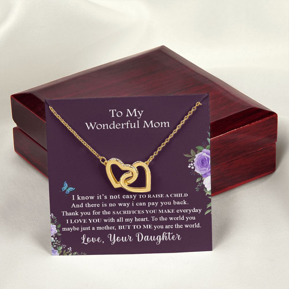 Mom Necklace Gifts for Mom from Daughter to Mom Gifts for Mothers Day from Daughter, To My Mom Necklace from Daughter to Mom Birthday Gifts Necklace with Message Card and Gift Box2231 Interlocking Hearts Necklace