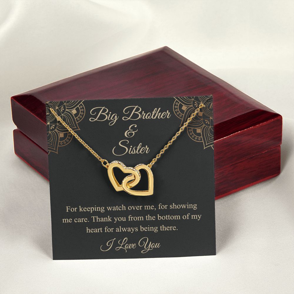 Brother Christmas Gift Chain Necklace, Christmas Gift for Brother from Sister Interlocking Hearts Necklace