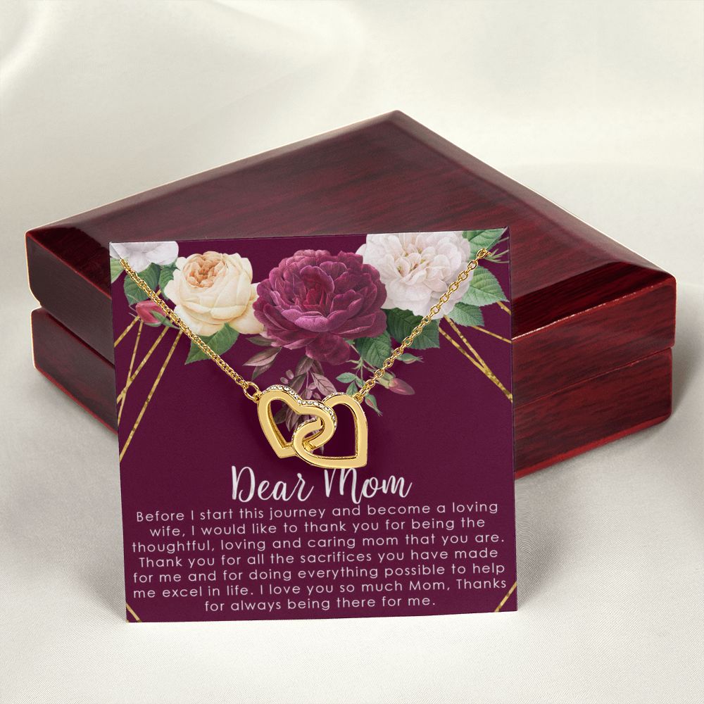 To My Mom Necklace, Gift For Mom, Mother's Day Gift from Daughter, Mom Jewelry Gift for Mothers Day, Birthday Gift for Mother, Moms Gift from Daughter Son, Necklace for Mom Mother2 Interlocking Hearts Necklace