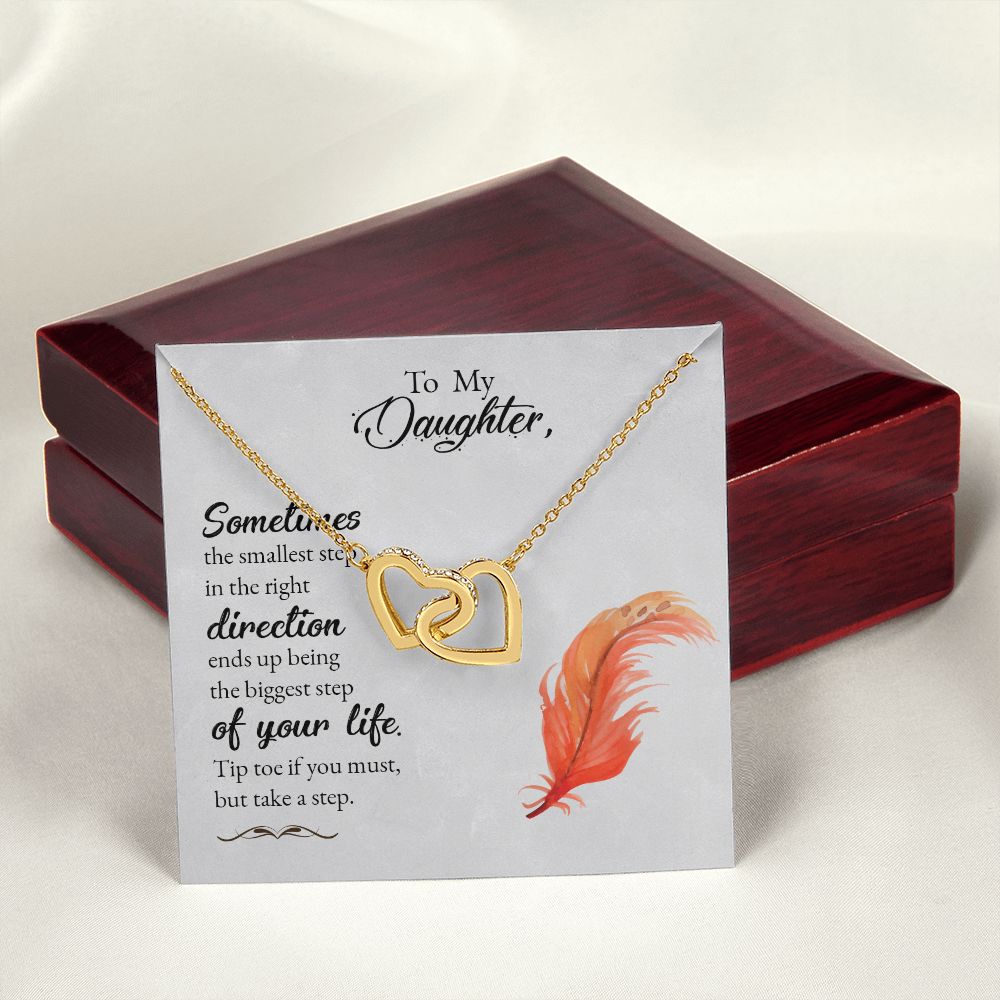 To My Daughter Necklace Pendant Gift From Mom Necklace Tip Toe If You Must With Message Card Gift Box Gift For To Daughter, Daughter In Law On Birthday Anniversary Interlocking Hearts Necklace