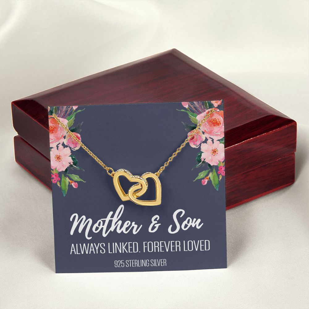 Gift For Mom From Son, Mother Son Gifts, Happy Mother's Day Necklace, Mom Gift Interlocking Hearts Necklace