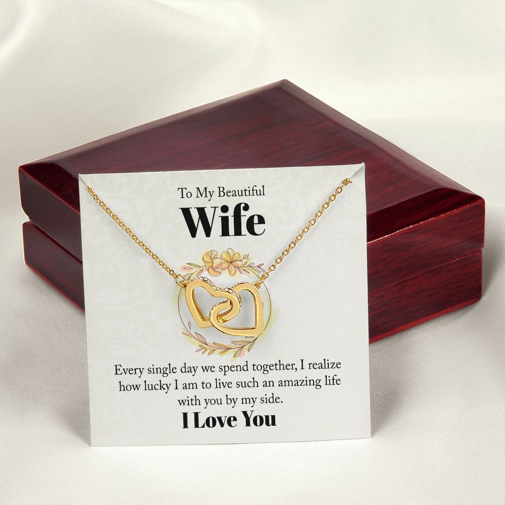 To My Beautiful Wife Necklace, Wedding Anniversary Jewelry For Women, Necklace For Wife from Husband, Gifts For Wife Birthday Gifts Necklace, Jewelry With Message Card In A Gift Box