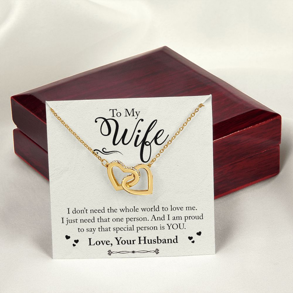 To My Wife Necklace from Husband, Personalized Necklace for Women, Luxury Necklace for Wife from Man Men, Wedding Anniversary Present For Wife, Beautiful Wife Jewelry Christmas Birthday Gift For Wife24 Interlocking Hearts Necklace