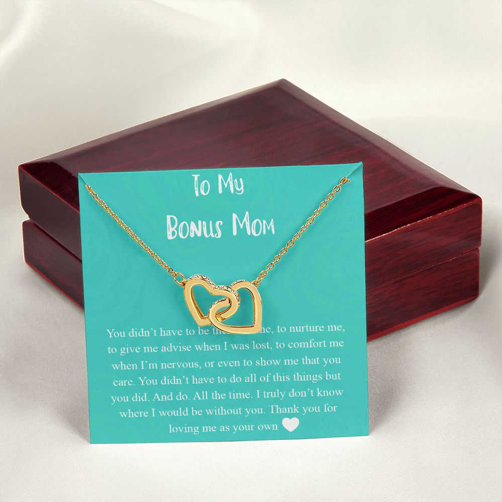 To My Bonus Mom Necklace, Mother's Day Gift for Step Mom, Love Knot Necklace Interlocking Hearts Necklace