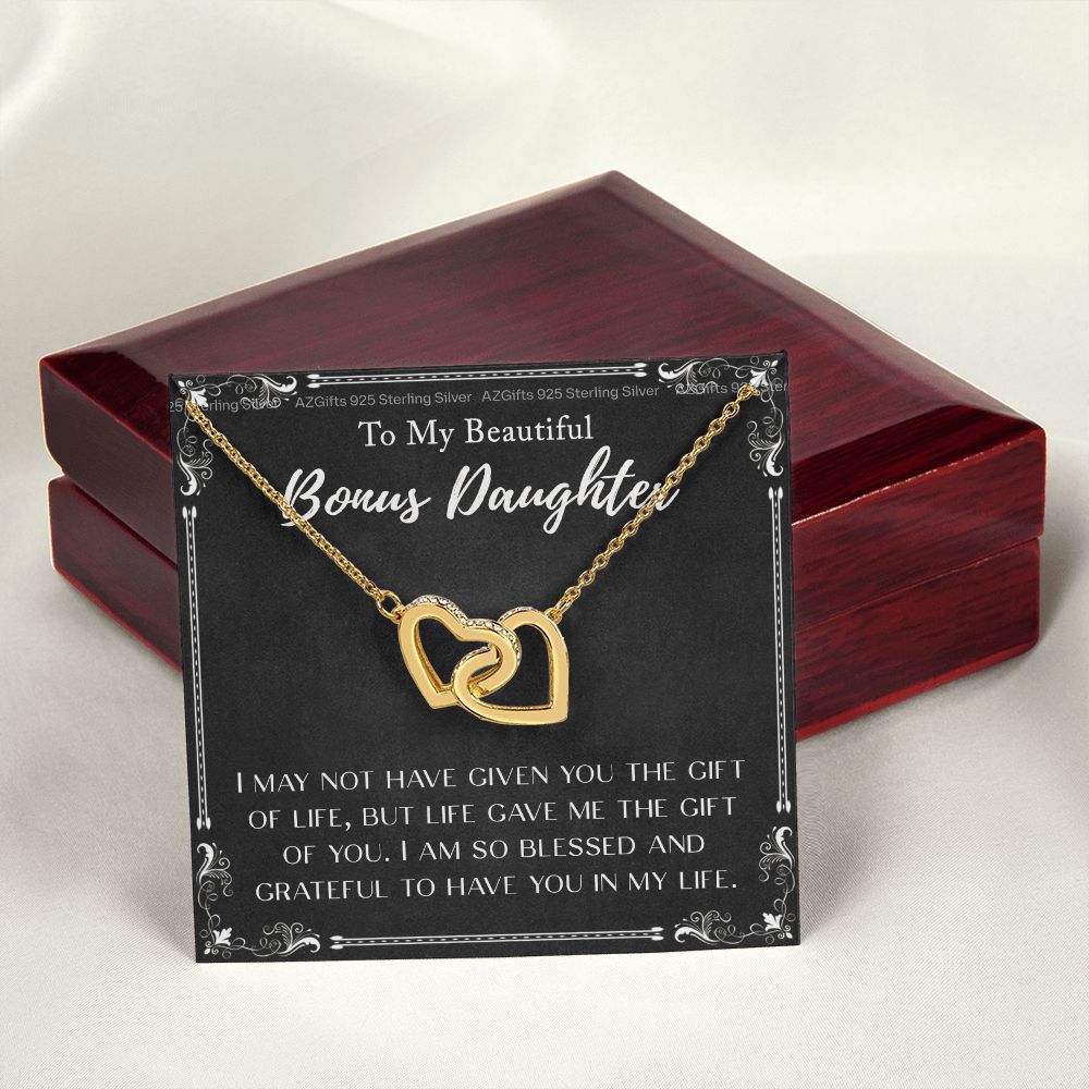 Personalized Gift - To My Bonus Daughter - Interlocking Hearts Necklace, Step daughter, Adopted daughter, daughter in law gift, future daughter Interlocking Hearts Necklace