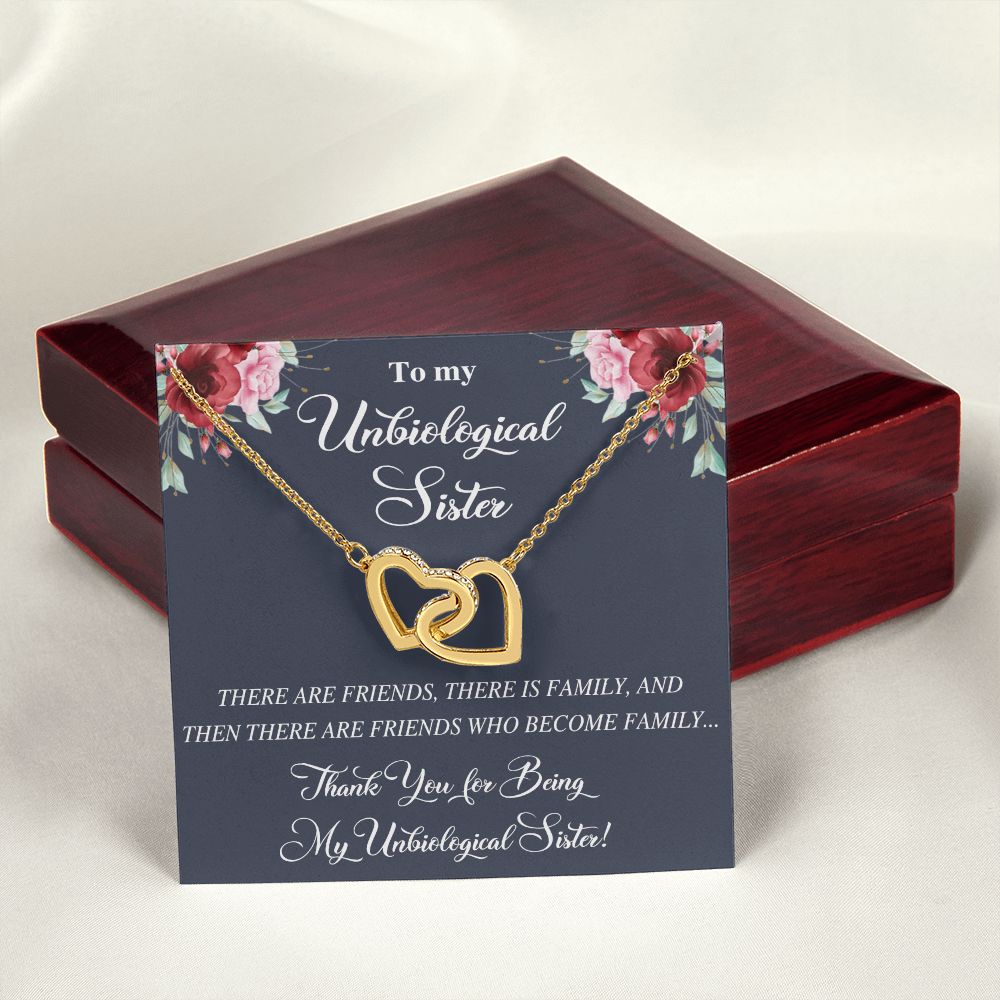 Unbiological Sister Alluring Beautiful Necklace, Best Friend Necklace, Soul Gift Interlocking Hearts Necklace