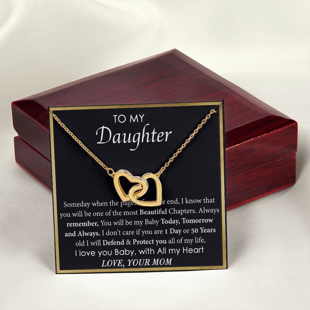 Mother Daughter Gift Ideas, To My Daughter Gift Necklace from Mom, Jewelry Pendant Present for Daughter, Birthday Christmas Gift Graduation Gifts for Daughters, Mother and Daughter Necklace 2136 Interlocking Hearts Necklace