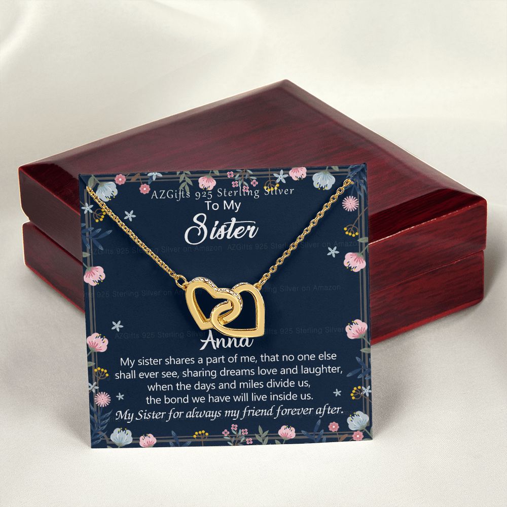 To My Sister Necklace, Pendant Inspirational Jewelry for Women Teen Girl, Keepsake Family and Friendship Gifts, Gift for Sisters, Necklace for Sisters, Sisters Jewelry 301 Interlocking Hearts Necklace