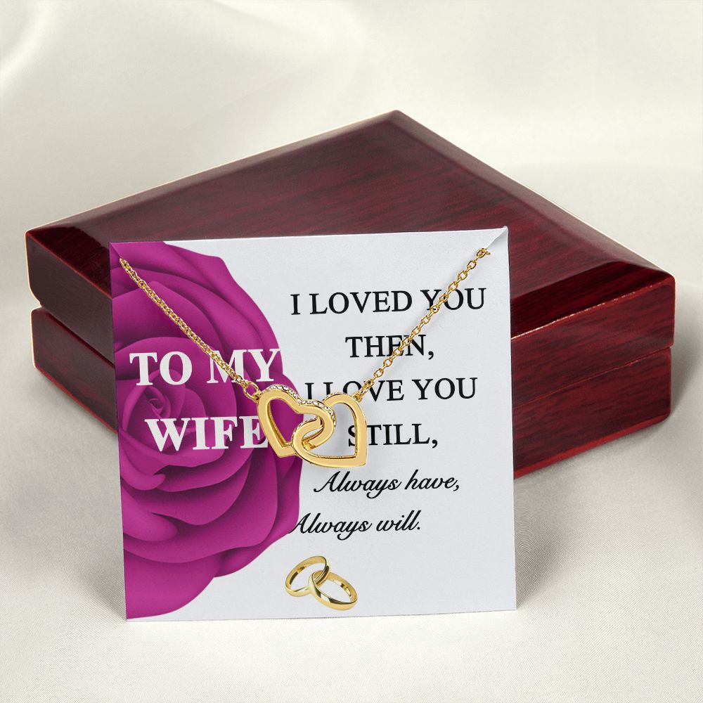 To My Wife Necklace -gift for Wife, Birthday Anniversary Necklace From HUsband Interlocking Hearts Necklace