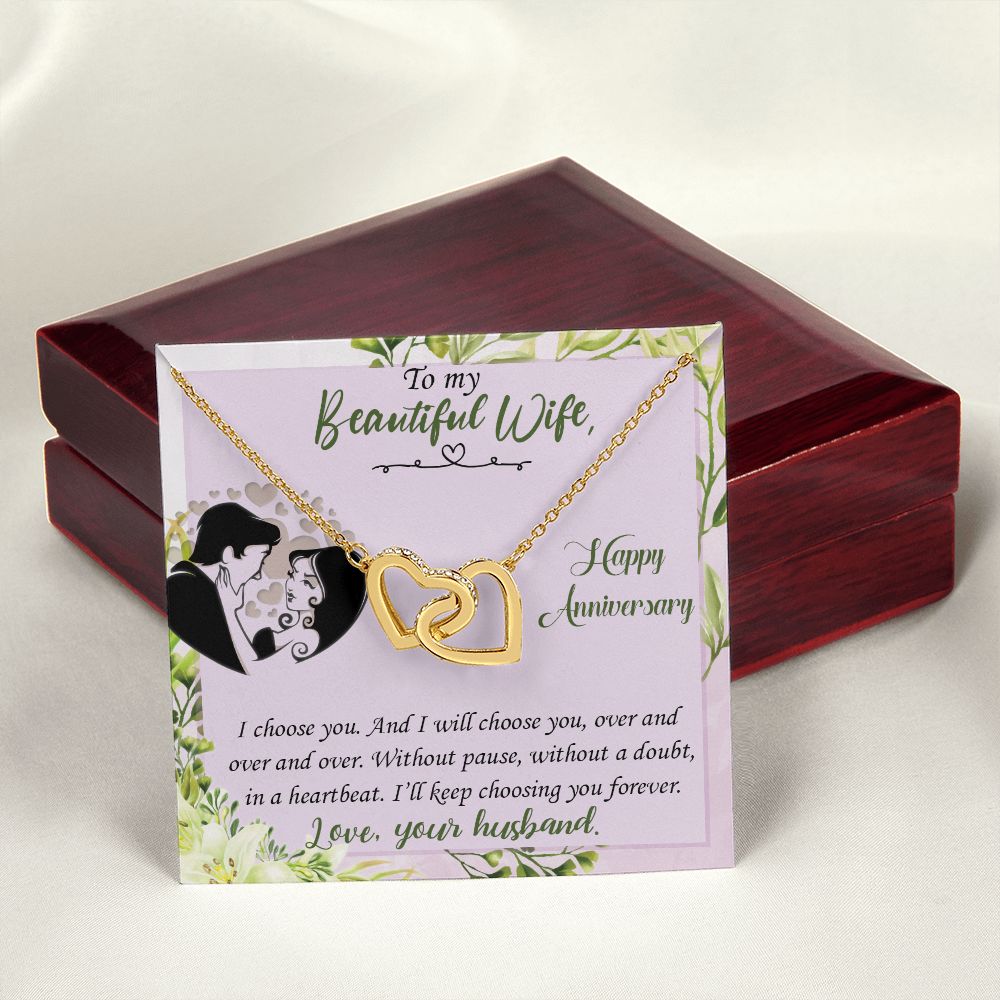 To My Beautiful Wife Necklace, Wedding Anniversary Jewelry For Women, Necklace For Wife from Husband, Gifts For Wife Birthday Gifts Necklace, Jewelry With Message Card In A Gift Box