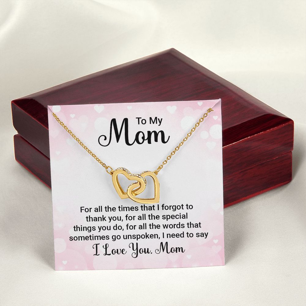 To My Mom Necklace, Gift For Mom, Mother's Day Gift from Daughter, Mom Jewelry Gift for Mothers Day, Birthday Gift for Mother, Moms Gift from Daughter Son, Necklace for Mom Mother 23 Interlocking Hearts Necklace