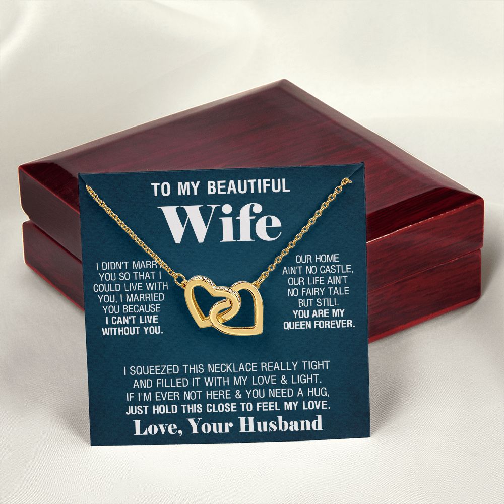To My Beautiful Wife Necklace, Wedding Anniversary Jewelry For Women, Necklace For Wife from Husband, Gifts For Wife Birthday Gifts Necklace, Jewelry With Message Card In A Gift Box