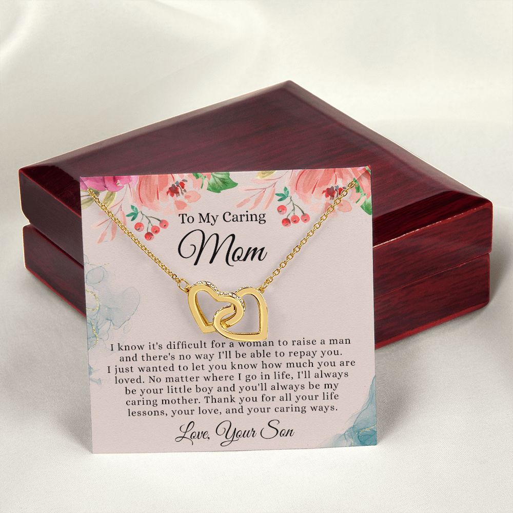 To My Mom Necklace, Mom Gift From Son, Mom gifts, Gift for Mom From Son, Mom Mothers Day Gift From Son, To my Mom Necklace, Mom Gift Necklace, Mother Birthday Gift From Son Interlocking Hearts Necklace