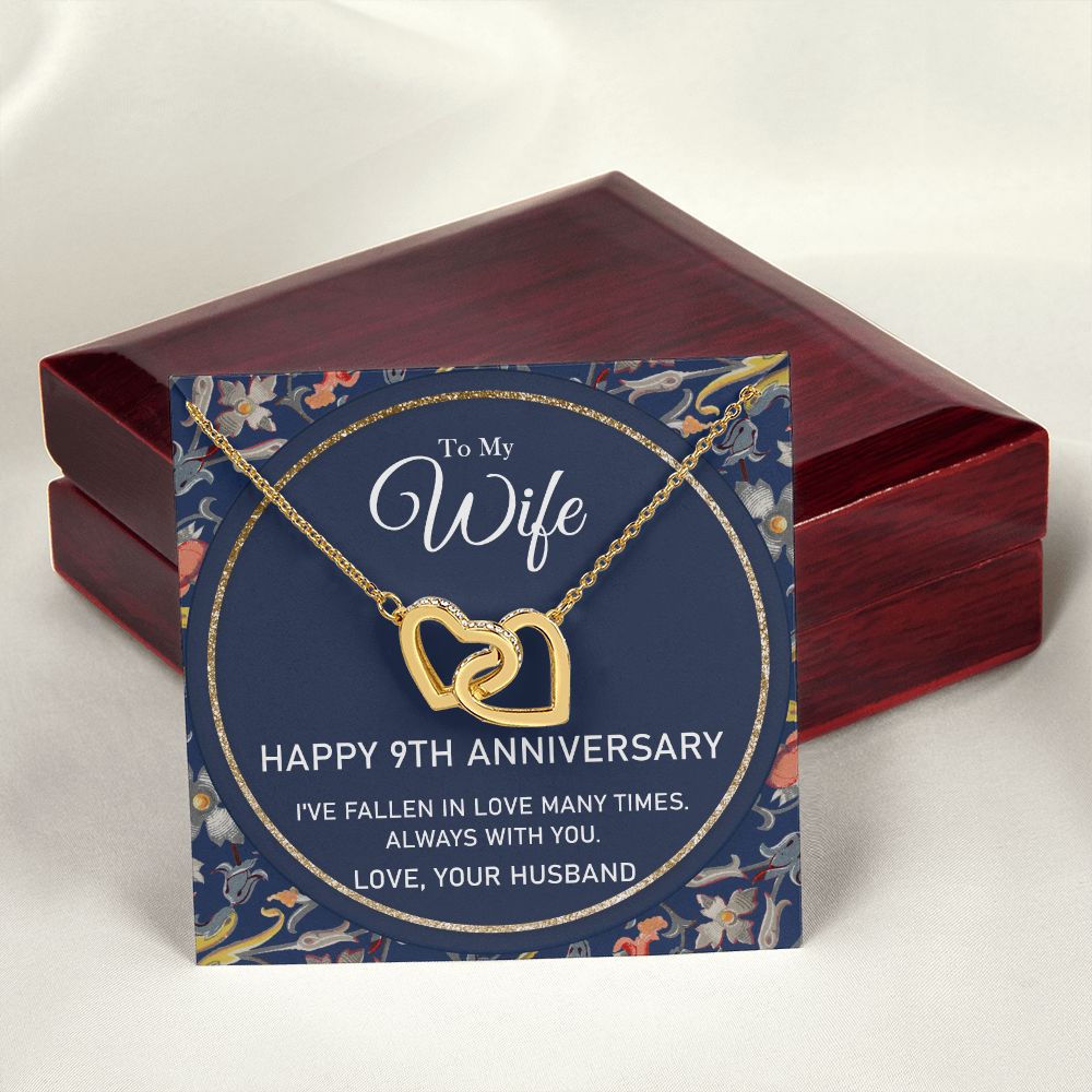 To My Wife Necklace from Husband, Personalized Necklace for Women, Luxury Necklace for Wife from Man Men, Wedding Anniversary Present For Wife, Beautiful Wife Jewelry Christmas Birthday Gifts For Wife6 Interlocking Hearts Necklace